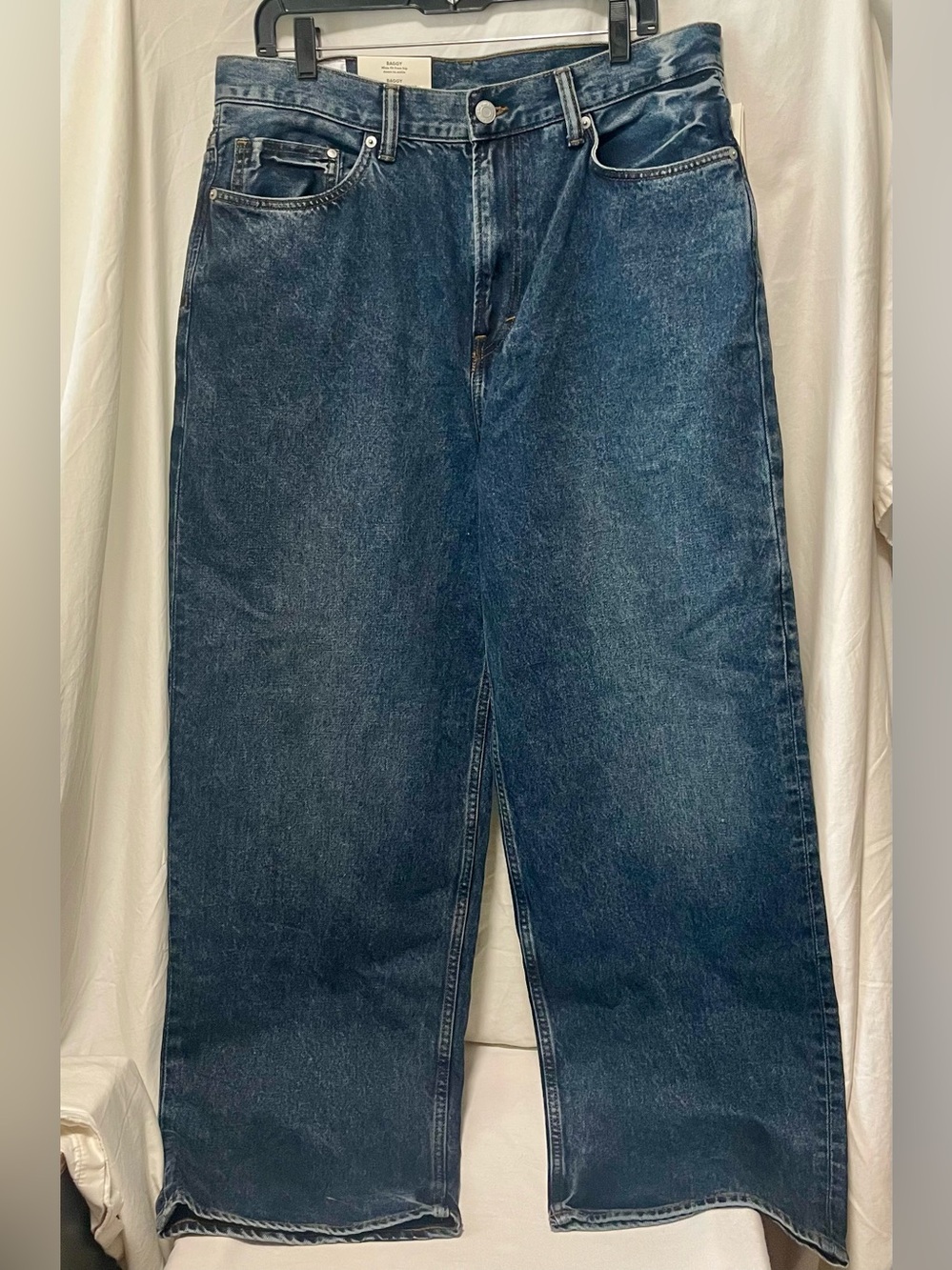 H&M Men's Baggy Jeans in Dark Blue Denim